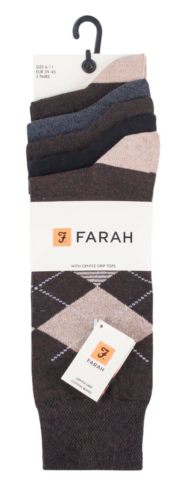 Farah - Confezione da 5 Calzini Abito Casual da Uomo Sottili Top Morbidi Cotone Colorato - Foto 36 di 56