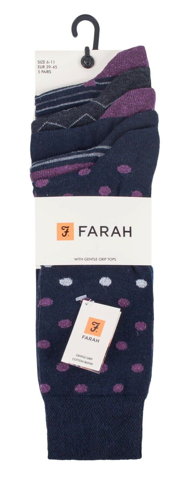 Farah - Confezione da 5 Calzini Abito Casual da Uomo Sottili Top Morbidi Cotone Colorato - Foto 48 di 56