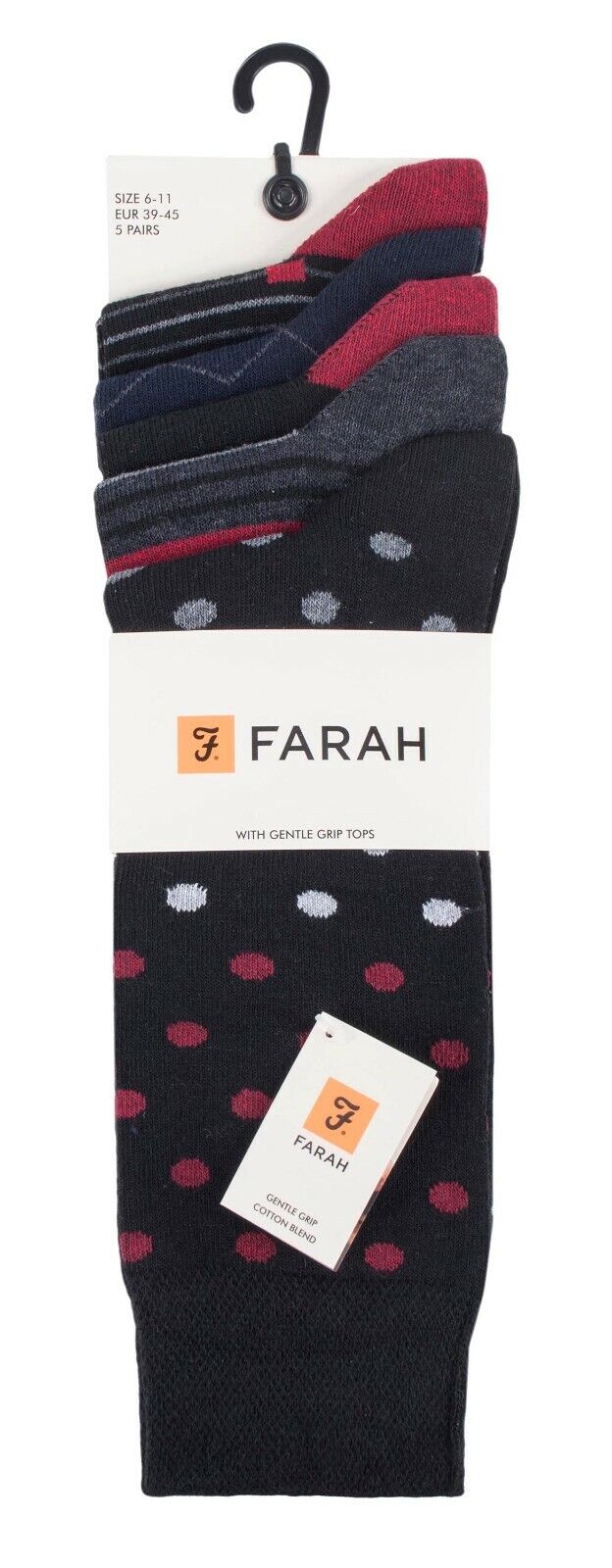 Farah - Confezione da 5 Calzini Abito Casual da Uomo Sottili Top Morbidi Cotone Colorato - Foto 52 di 56