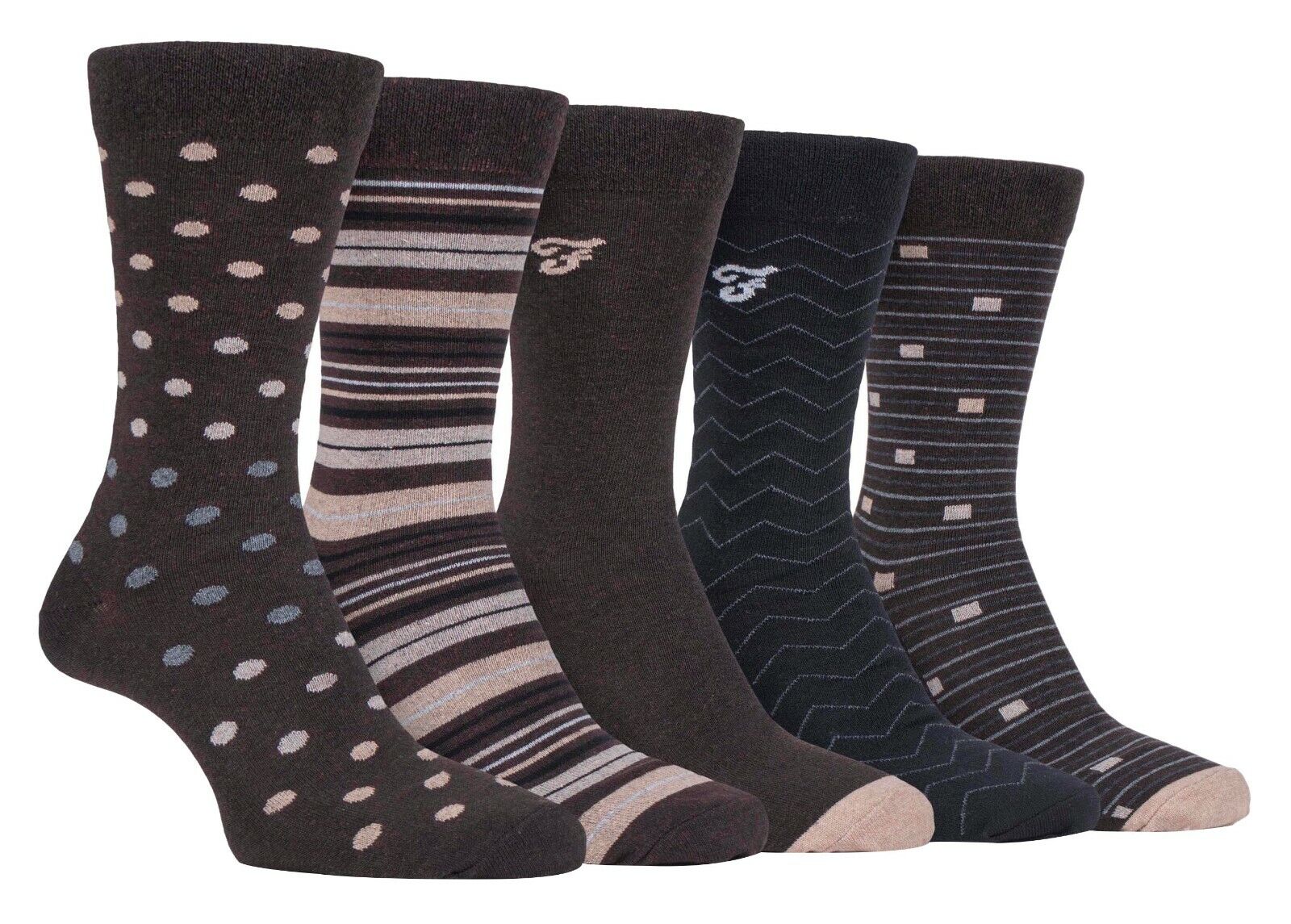 Farah - Confezione da 5 Calzini Abito Casual da Uomo Sottili Top Morbidi Cotone Colorato - Foto 55 di 56