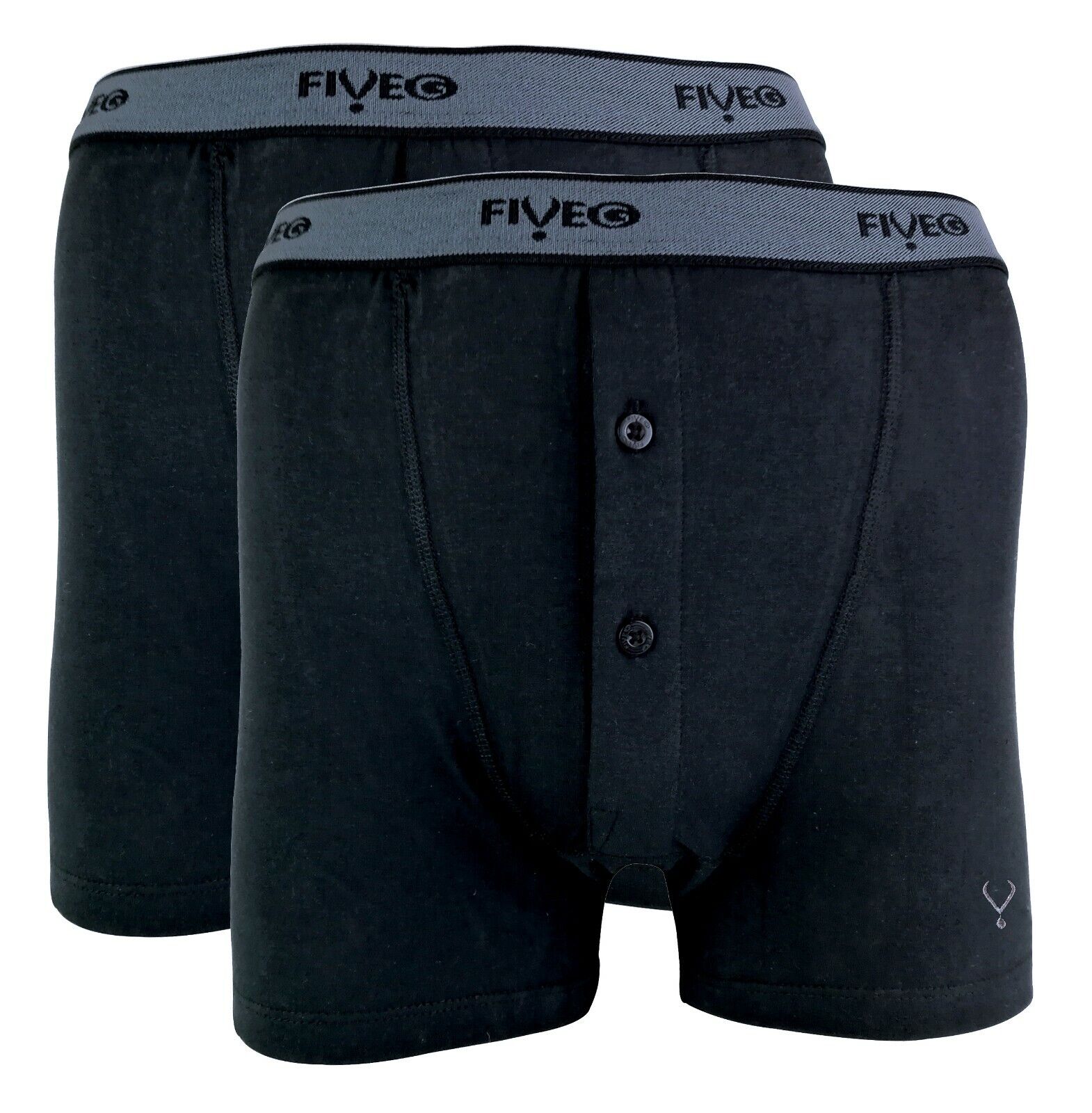 FiveG - 2 Pack Mens Black or White Fairtrade Cotton Boxer Shorts Underwear, S-XL - Picture 5 of 11