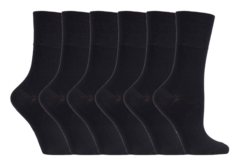Gentle Grip - 6 Pairs Womens Non Binding Loose Top Bamboo Socks - Picture 6 of 17
