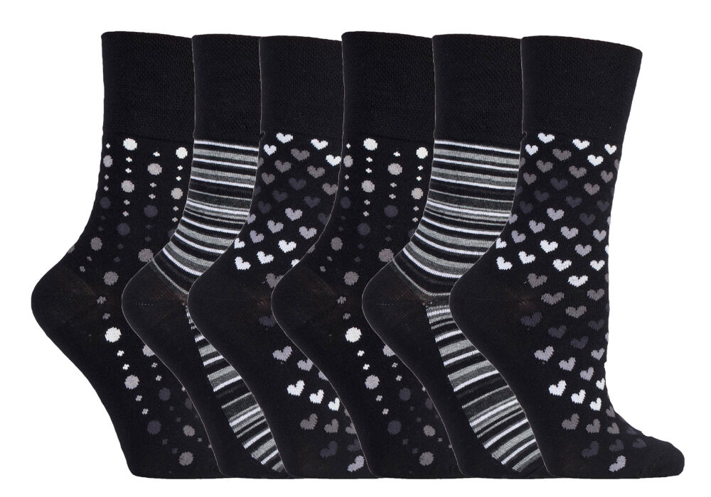 Gentle Grip - 6 Pairs Womens Non Binding Loose Top Bamboo Socks - Picture 8 of 17