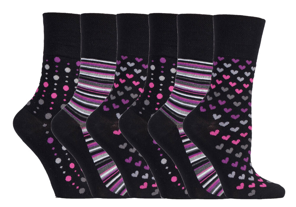 Gentle Grip - 6 Pairs Womens Non Binding Loose Top Bamboo Socks - Picture 10 of 17