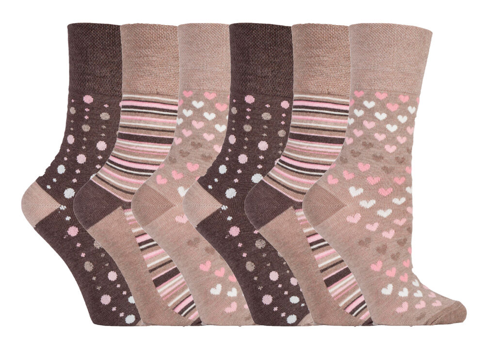 Gentle Grip - 6 Pairs Womens Non Binding Loose Top Bamboo Socks - Picture 12 of 17