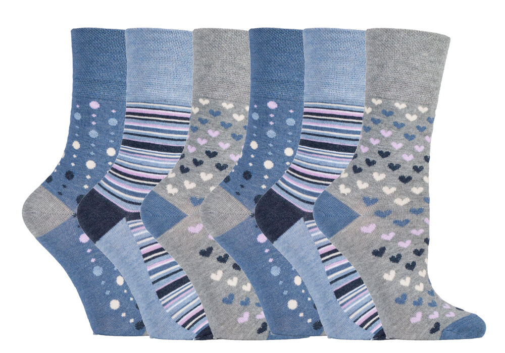 Gentle Grip - 6 Pairs Womens Non Binding Loose Top Bamboo Socks - Picture 14 of 17