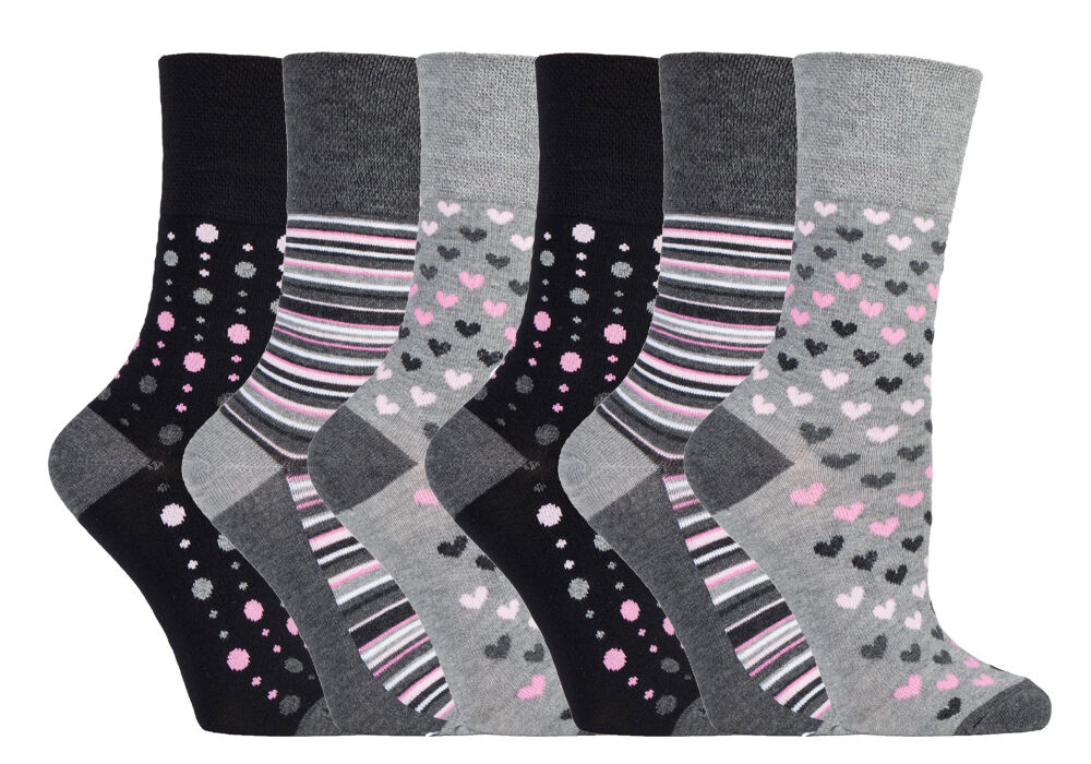 Gentle Grip - 6 Pairs Womens Non Binding Loose Top Bamboo Socks - Picture 16 of 17