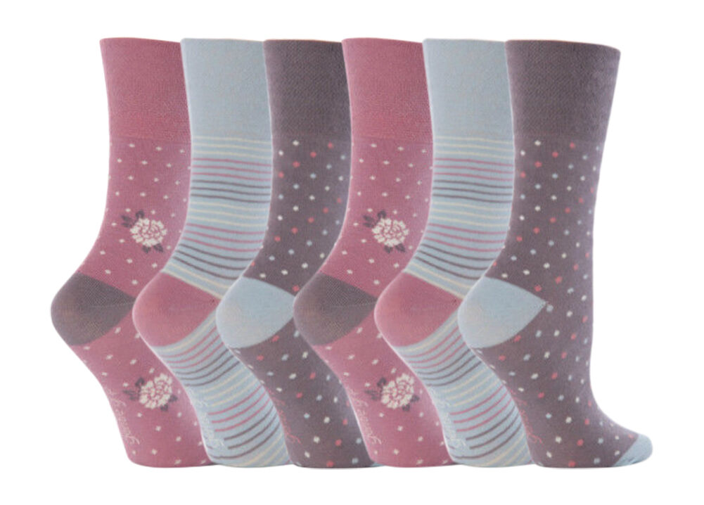 Gentle Grip - 6 Pairs Womens Non Binding Loose Top Cotton Socks Size 5-9 US - Picture 43 of 129