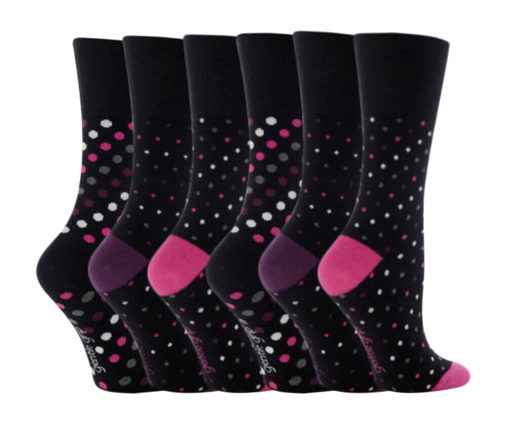 Gentle Grip - 6 Pairs Womens Non Binding Loose Top Cotton Socks Size 5-9 US - Picture 72 of 129