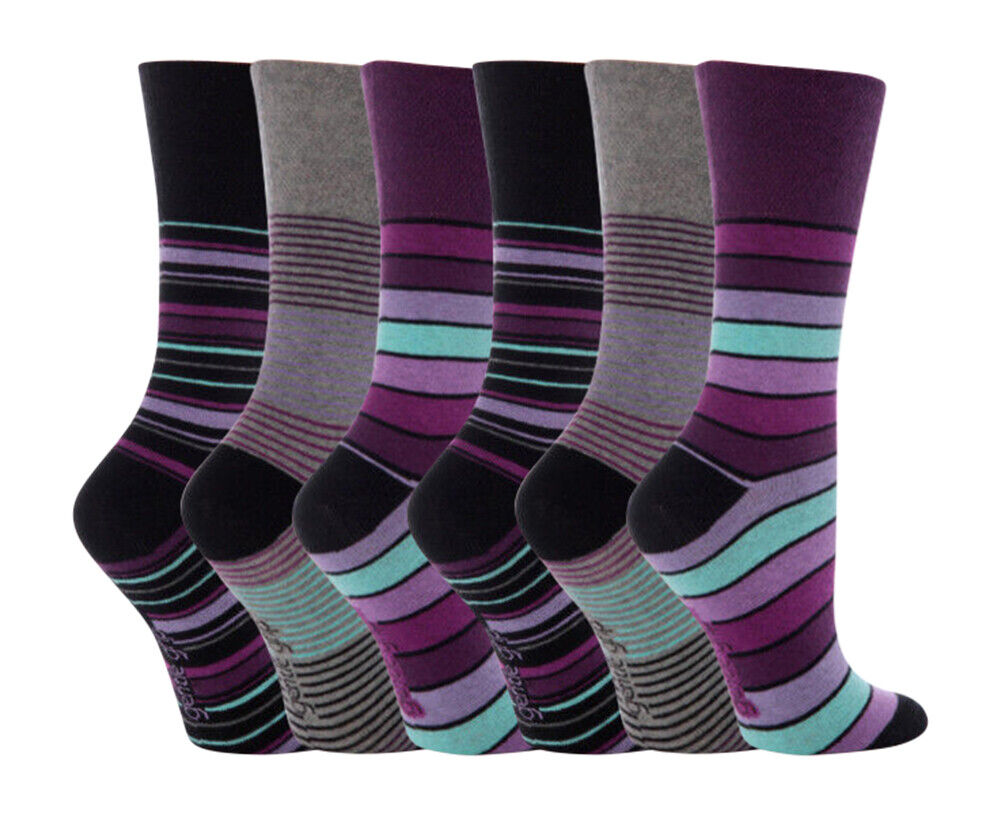 Gentle Grip - 6 Pairs Womens Non Binding Loose Top Cotton Socks Size 5-9 US - Picture 74 of 129