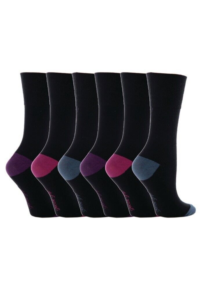 Gentle Grip - 6 Pairs Womens Non Binding Loose Top Cotton Socks Size 5-9 US - Picture 76 of 129