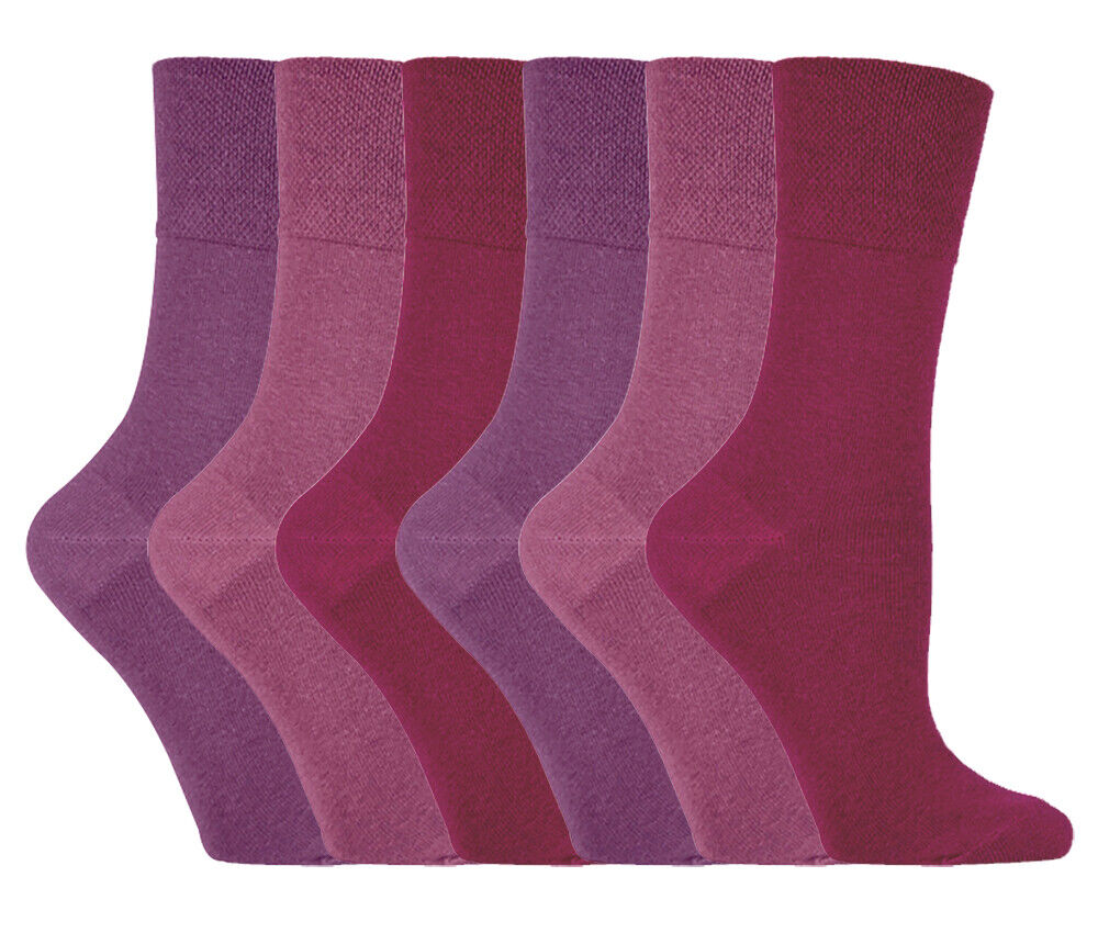 Gentle Grip - 6 Pairs Womens Non Binding Loose Top Cotton Socks Size 5-9 US - Picture 80 of 129