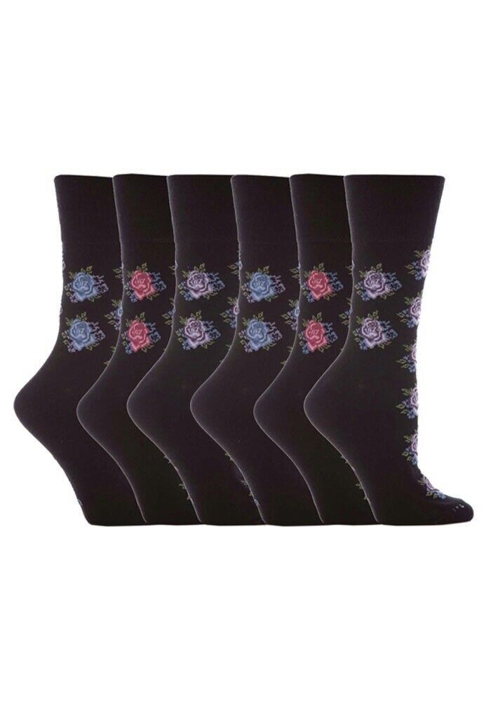 Gentle Grip - 6 Pairs Womens Non Binding Loose Top Cotton Socks Size 5-9 US - Picture 84 of 129