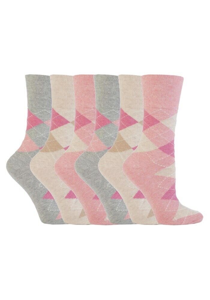 Gentle Grip - 6 Pairs Womens Non Binding Loose Top Cotton Socks Size 5-9 US - Picture 86 of 129