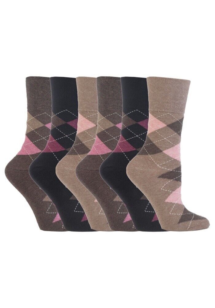 Gentle Grip - 6 Pairs Womens Non Binding Loose Top Cotton Socks Size 5-9 US - Picture 88 of 129