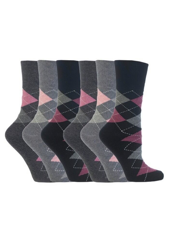 Gentle Grip - 6 Pairs Womens Non Binding Loose Top Cotton Socks Size 5-9 US - Picture 19 of 129
