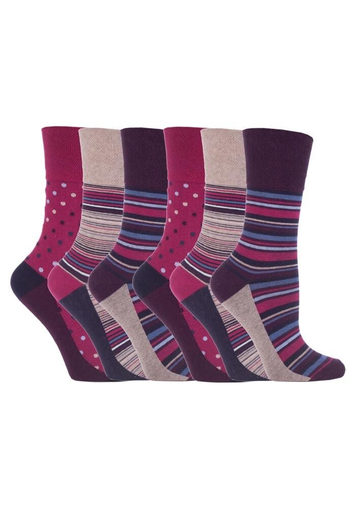 Gentle Grip - 6 Pairs Womens Non Binding Loose Top Cotton Socks Size 5-9 US - Picture 25 of 129