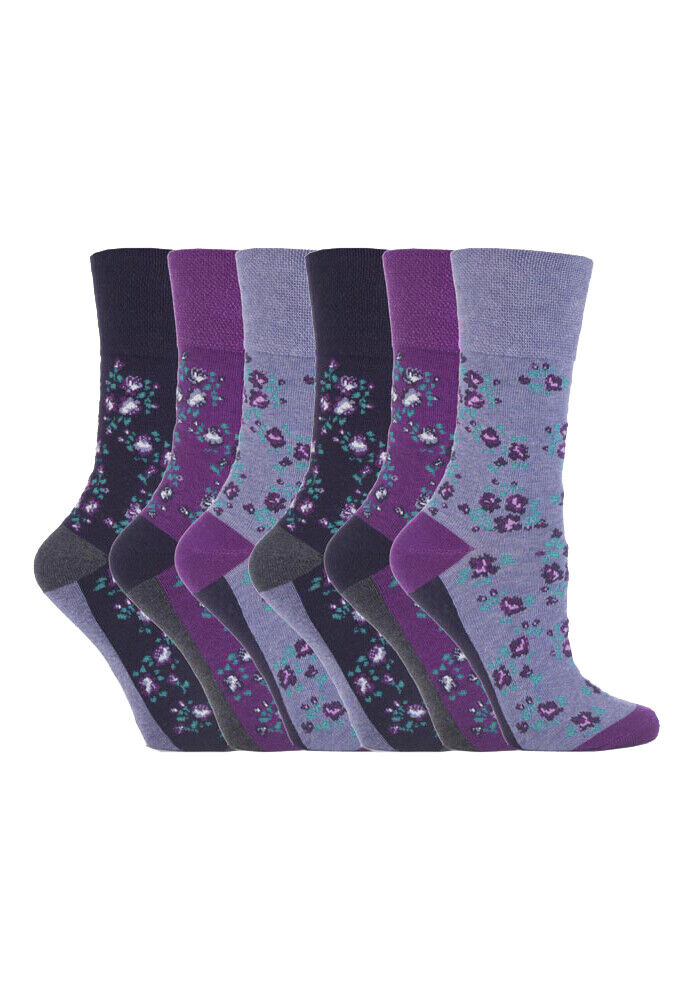 Gentle Grip - 6 Pairs Womens Non Binding Loose Top Cotton Socks Size 5-9 US - Picture 92 of 129
