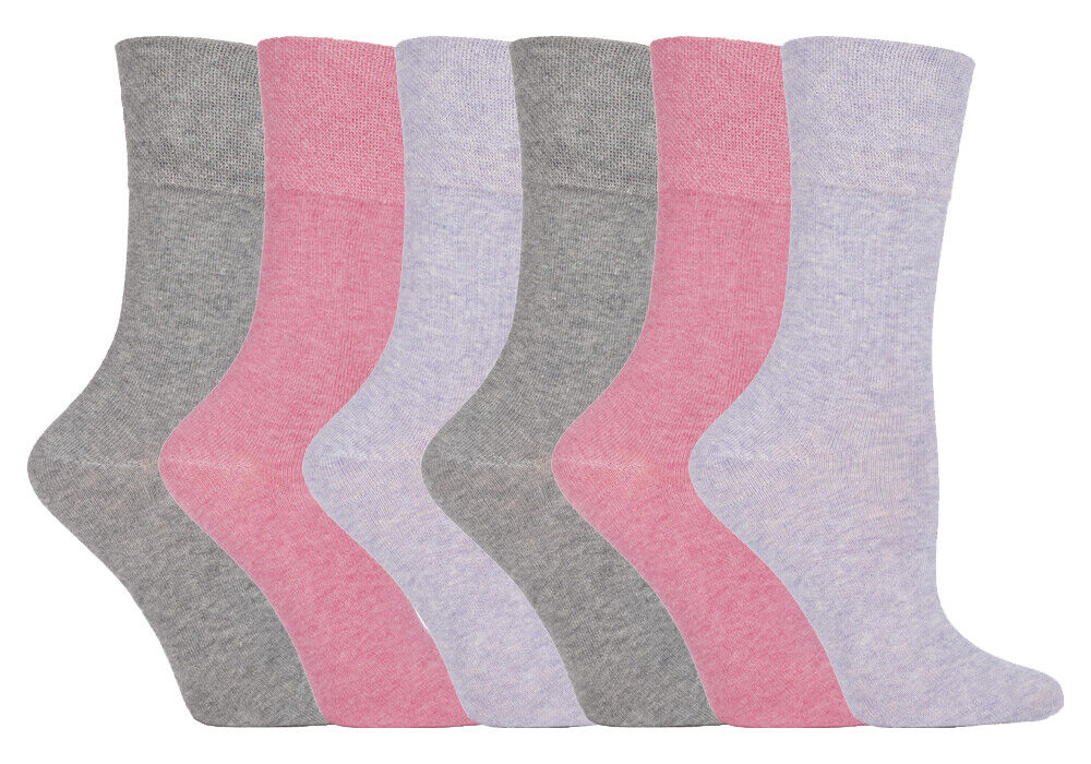 Gentle Grip - 6 Pairs Womens Non Binding Loose Top Cotton Socks Size 5-9 US - Picture 96 of 129