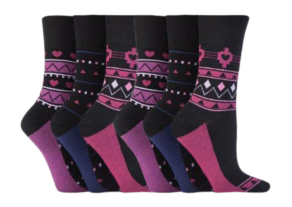 Gentle Grip - 6 Pairs Womens Non Binding Loose Top Cotton Socks Size 5-9 US - Picture 31 of 129