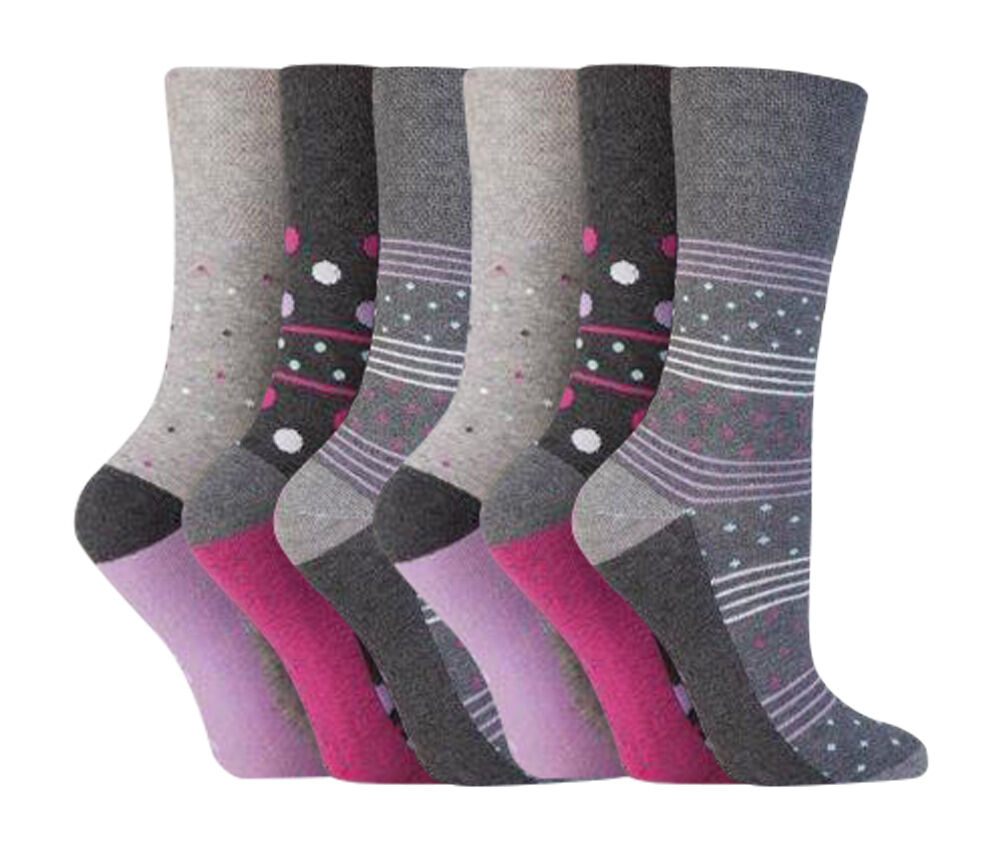 Gentle Grip - 6 Pairs Womens Non Binding Loose Top Cotton Socks Size 5-9 US - Picture 33 of 129