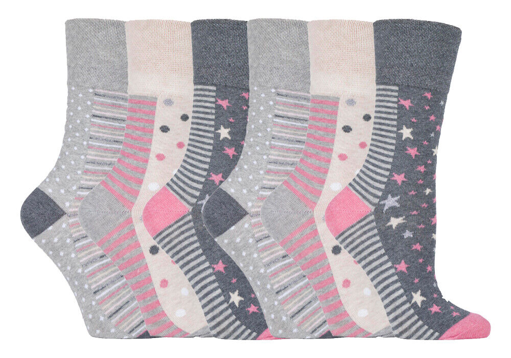 Gentle Grip - 6 Pairs Womens Non Binding Loose Top Cotton Socks Size 5-9 US - Picture 35 of 129