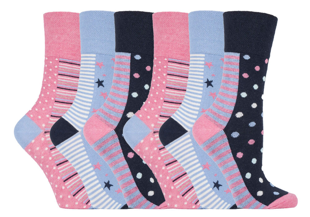 Gentle Grip - 6 Pairs Womens Non Binding Loose Top Cotton Socks Size 5-9 US - Picture 39 of 129