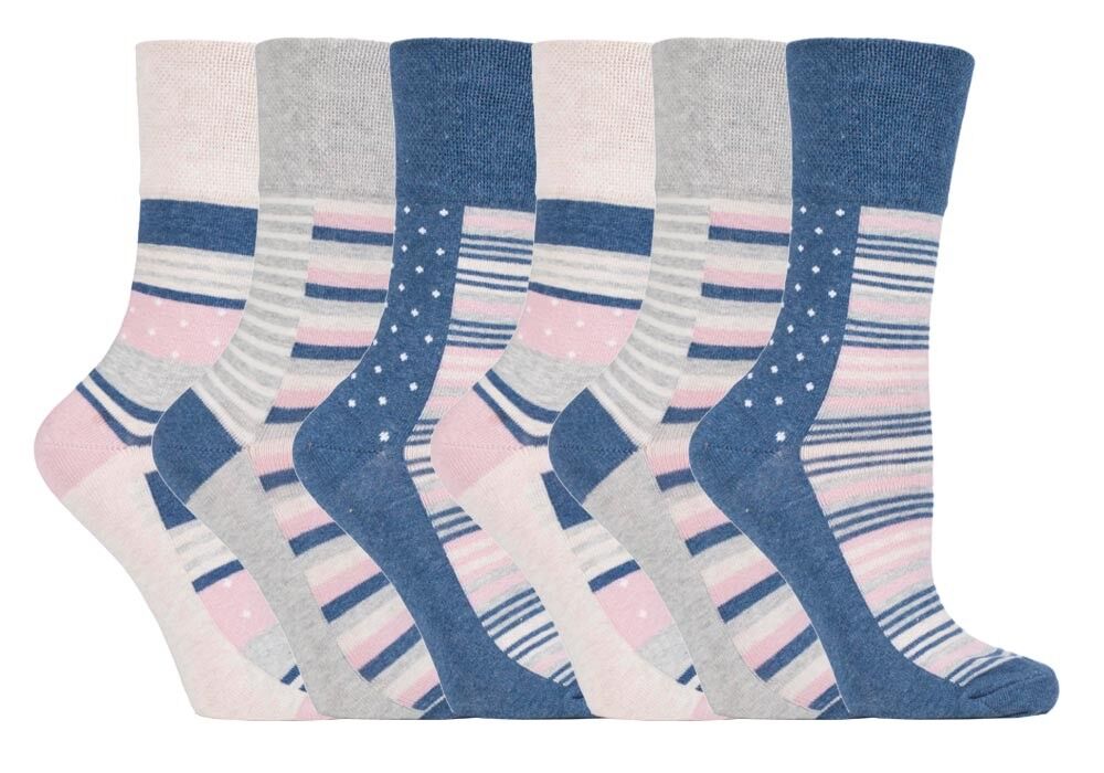 Gentle Grip - 6 Pairs Womens Non Binding Loose Top Cotton Socks Size 5-9 US - Picture 52 of 129