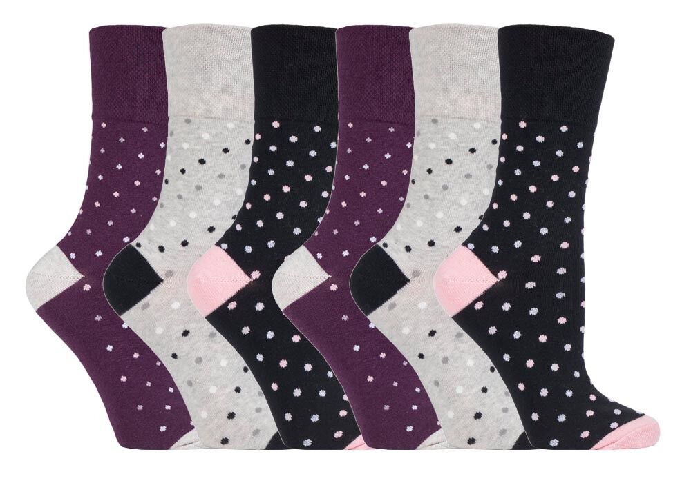 Gentle Grip - 6 Pairs Womens Non Binding Loose Top Cotton Socks Size 5-9 US - Picture 54 of 129