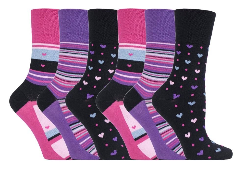 Gentle Grip - 6 Pairs Womens Non Binding Loose Top Cotton Socks Size 5-9 US - Picture 56 of 129