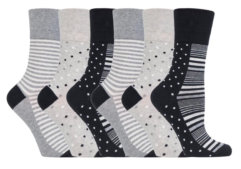 Gentle Grip - 6 Pairs Womens Non Binding Loose Top Cotton Socks Size 5-9 US - Picture 58 of 129