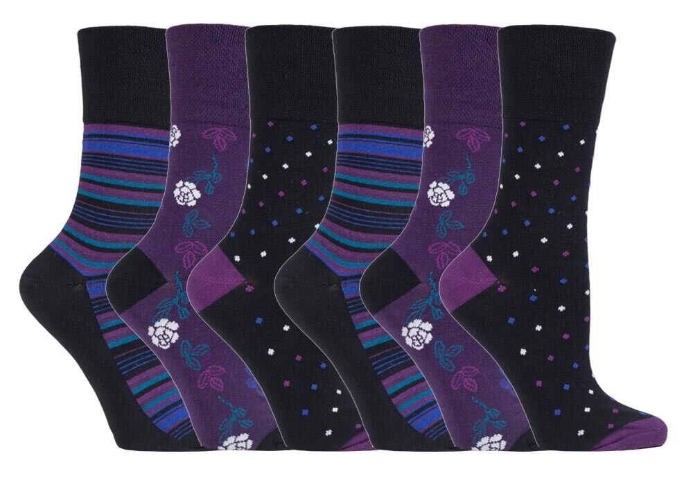 Gentle Grip - 6 Pairs Womens Non Binding Loose Top Cotton Socks Size 5-9 US - Picture 60 of 129