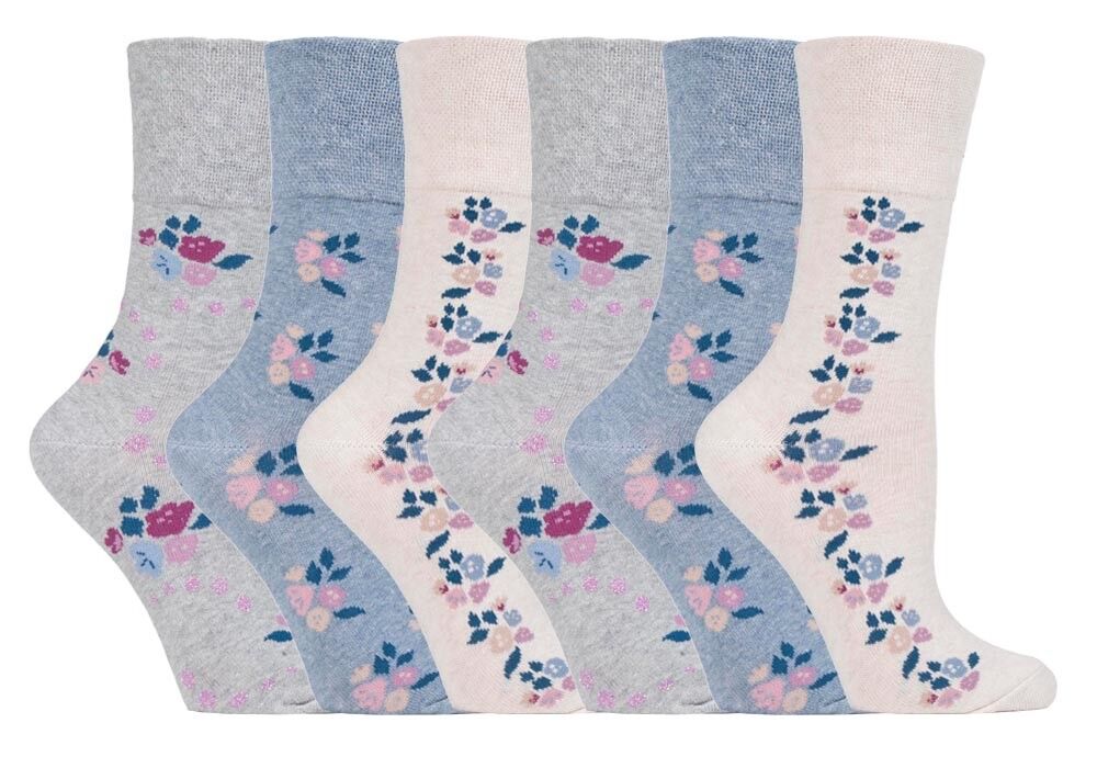 Gentle Grip - 6 Pairs Womens Non Binding Loose Top Cotton Socks Size 5-9 US - Picture 62 of 129
