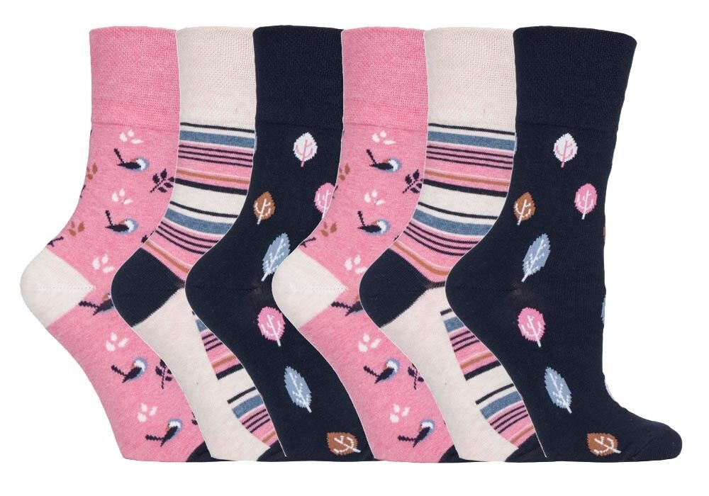 Gentle Grip - 6 Pairs Womens Non Binding Loose Top Cotton Socks Size 5-9 US - Picture 64 of 129