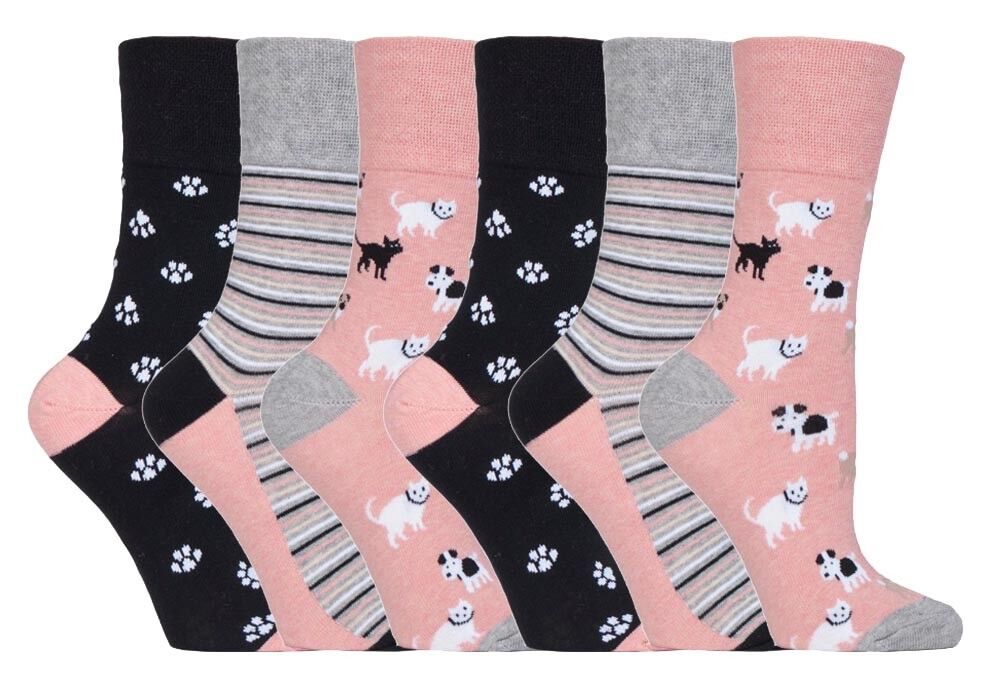 Gentle Grip - 6 Pairs Womens Non Binding Loose Top Cotton Socks Size 5-9 US - Picture 66 of 129