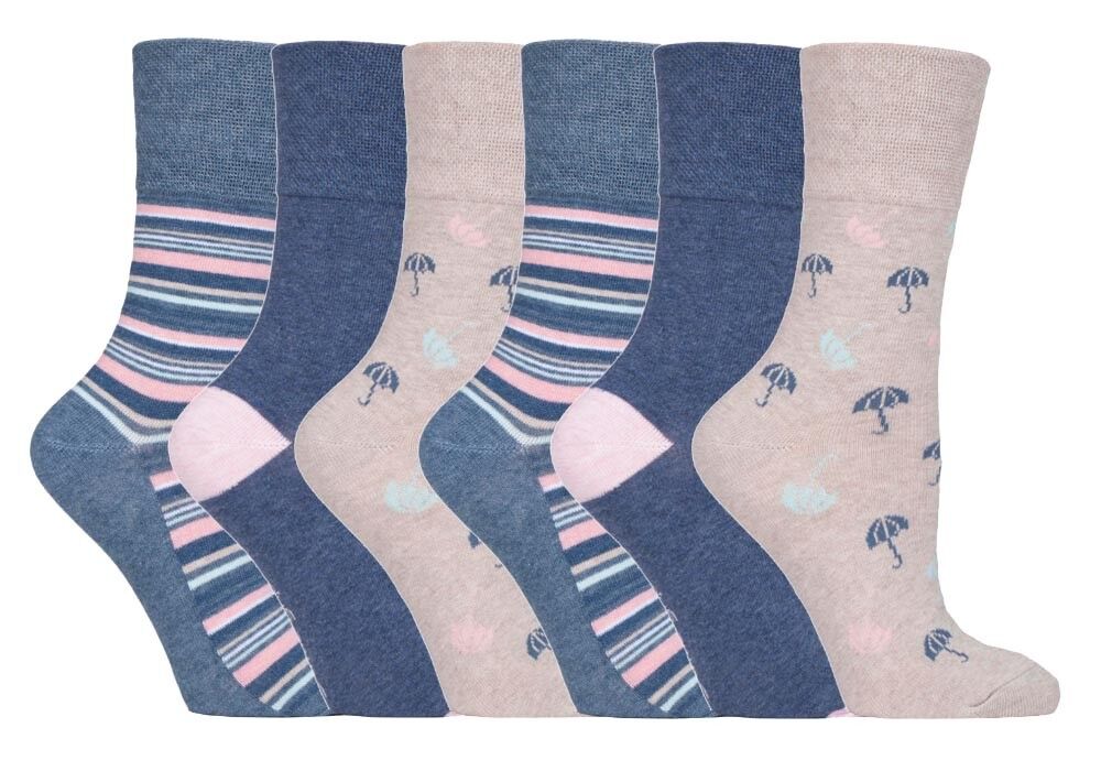 Gentle Grip - 6 Pairs Womens Non Binding Loose Top Cotton Socks Size 5-9 US - Picture 68 of 129