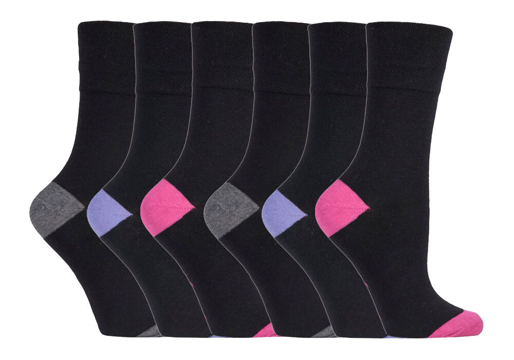 Gentle Grip - 6 Pairs Womens Non Binding Loose Top Cotton Socks Size 5-9 US - Picture 44 of 129