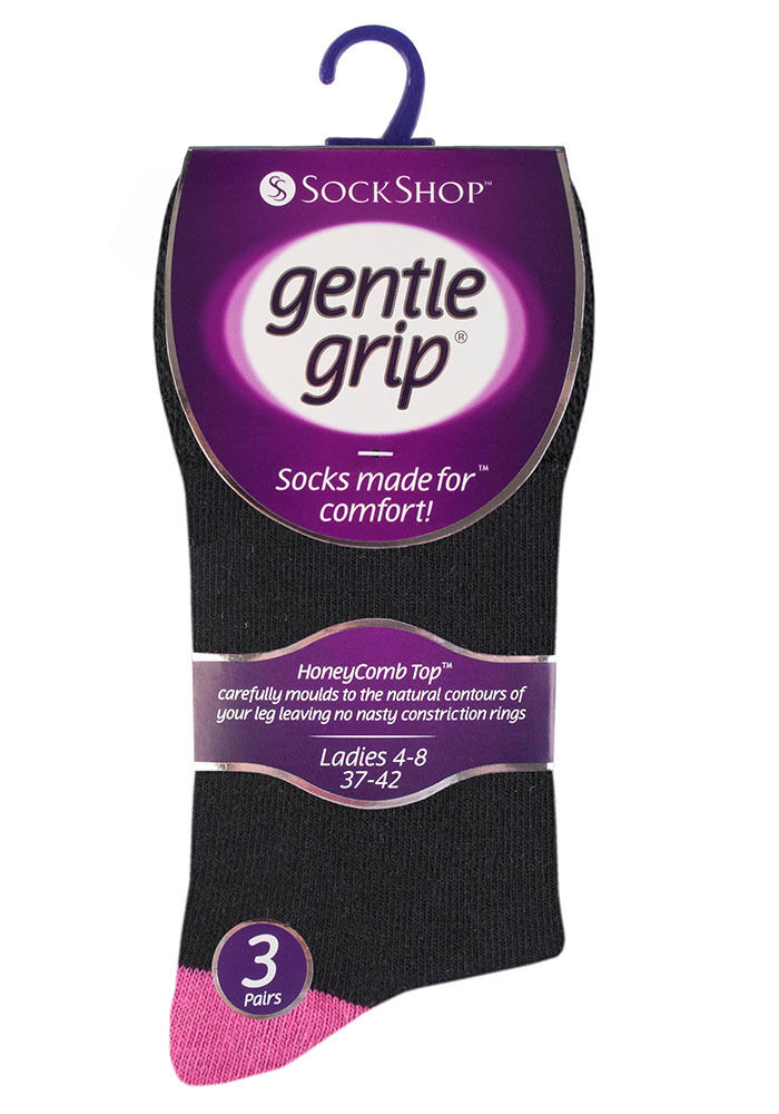Gentle Grip - 6 Pairs Womens Non Binding Loose Top Cotton Socks Size 5-9 US - Picture 45 of 129
