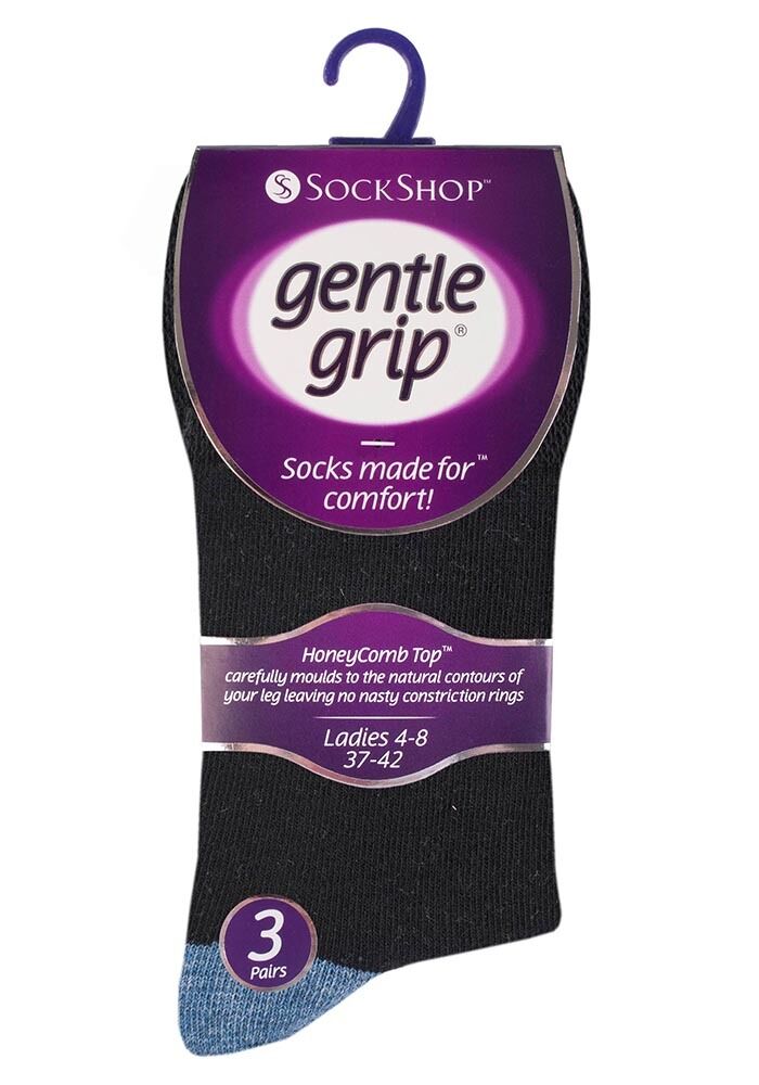 Gentle Grip - 6 Pairs Womens Non Binding Loose Top Cotton Socks Size 5-9 US - Picture 47 of 129
