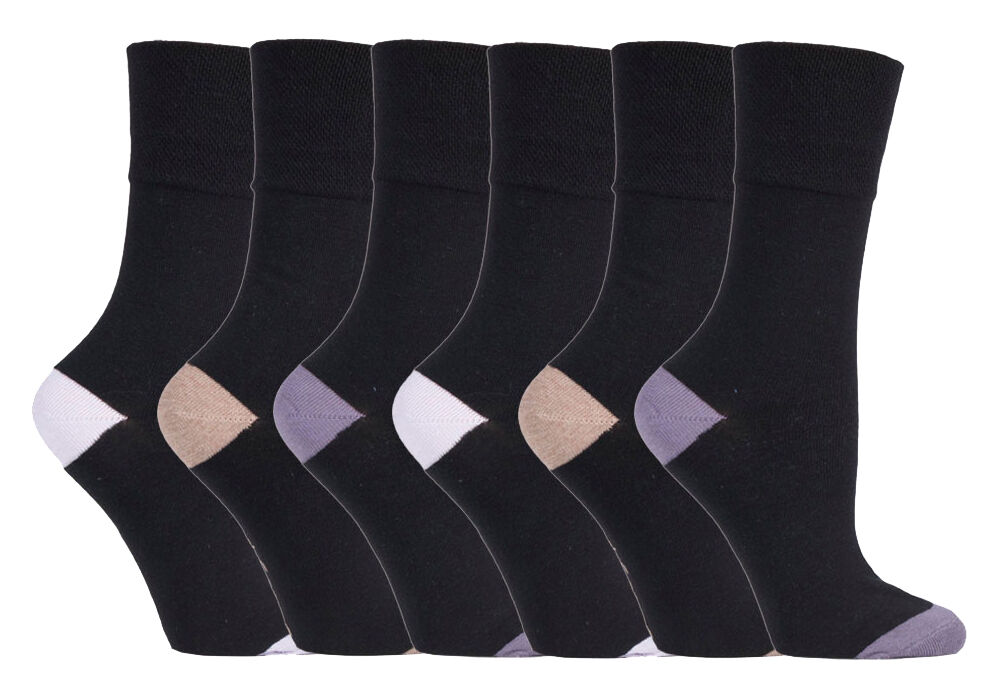 Gentle Grip - 6 Pairs Womens Non Binding Loose Top Cotton Socks Size 5-9 US - Picture 50 of 129