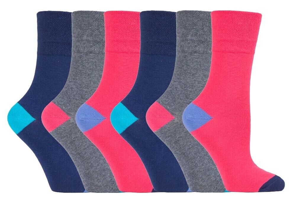 Gentle Grip - 6 Pairs Womens Non Binding Loose Top Cotton Socks Size 5-9 US - Picture 100 of 129