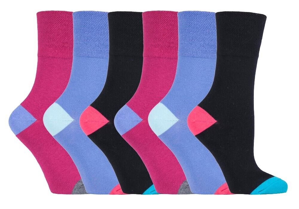 Gentle Grip - 6 Pairs Womens Non Binding Loose Top Cotton Socks Size 5-9 US - Picture 102 of 129