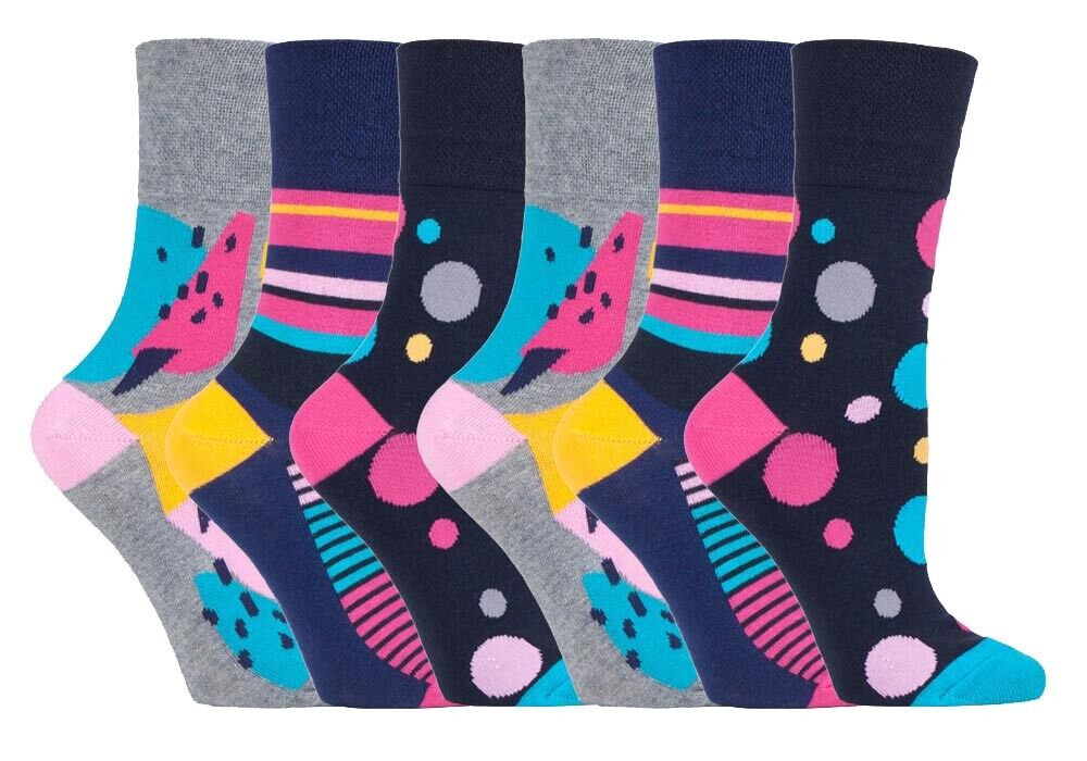 Gentle Grip - 6 Pairs Womens Non Binding Loose Top Cotton Socks Size 5-9 US - Picture 104 of 129