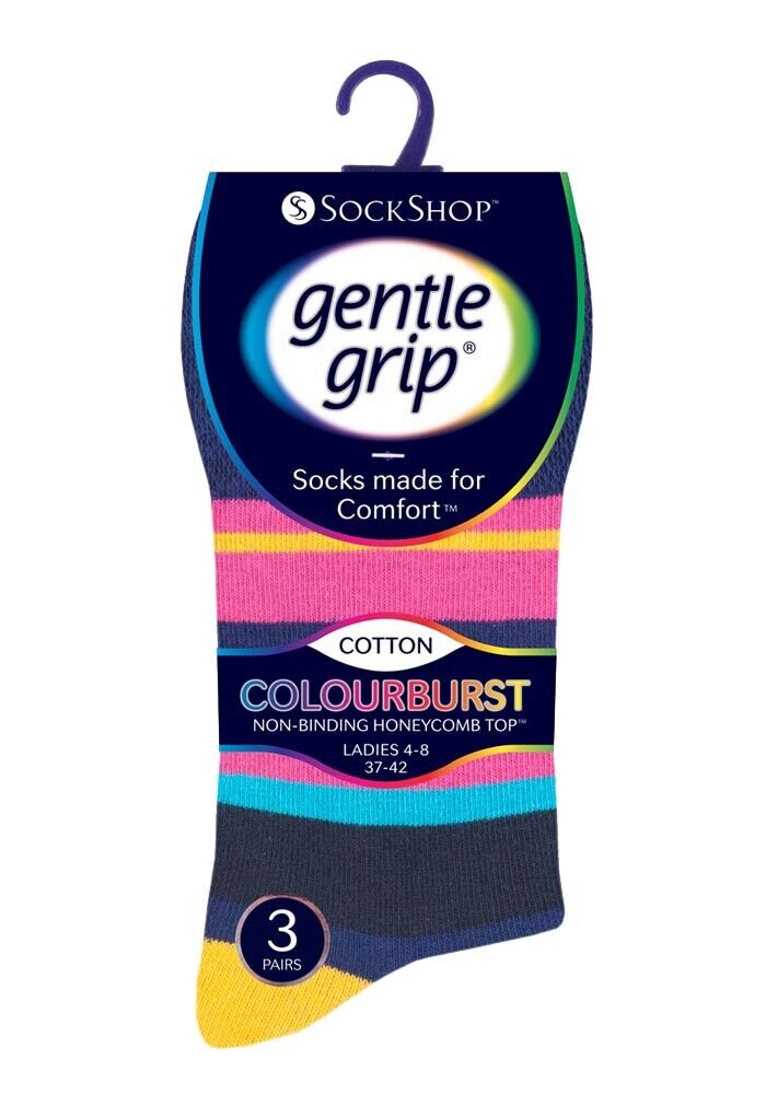 Gentle Grip - 6 Pairs Womens Non Binding Loose Top Cotton Socks Size 5-9 US - Picture 105 of 129