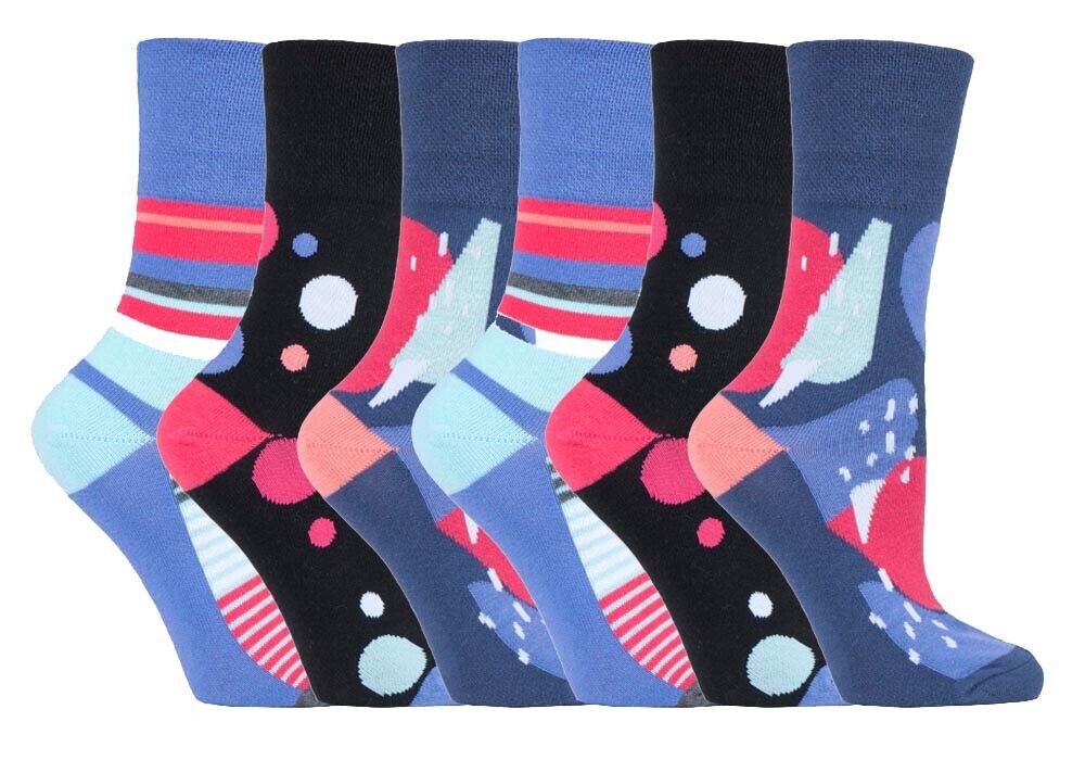 Gentle Grip - 6 Pairs Womens Non Binding Loose Top Cotton Socks Size 5-9 US - Picture 106 of 129