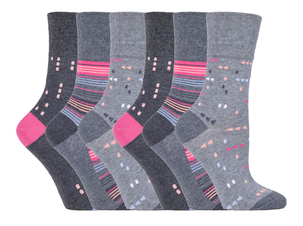 Gentle Grip - 6 Pairs Womens Non Binding Loose Top Cotton Socks Size 5-9 US - Picture 108 of 129