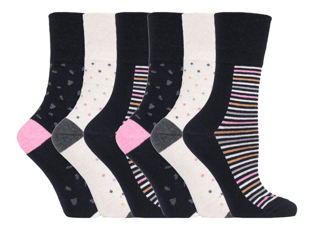 Gentle Grip - 6 Pairs Womens Non Binding Loose Top Cotton Socks Size 5-9 US - Picture 112 of 129