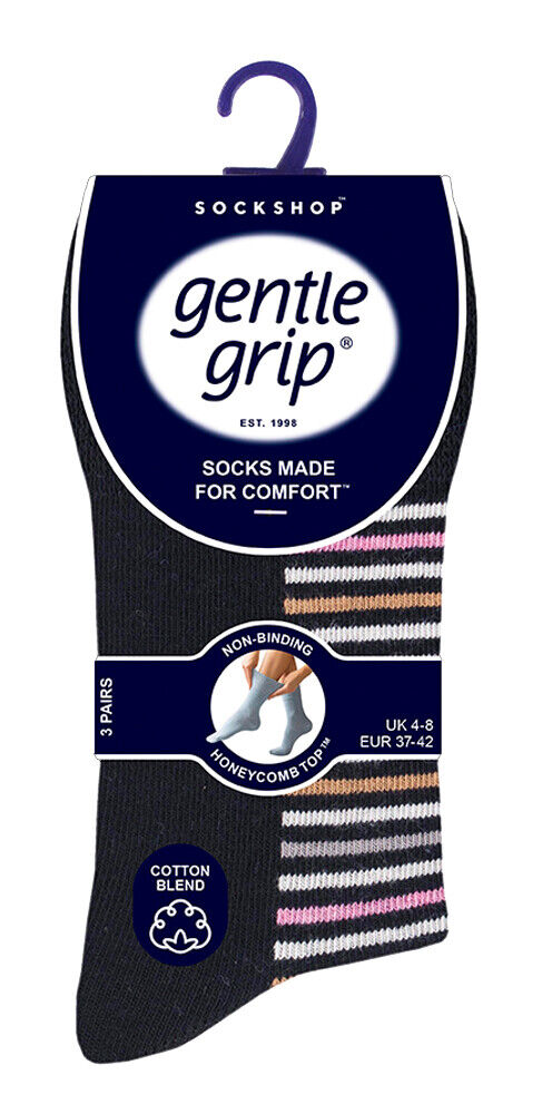 Gentle Grip - 6 Pairs Womens Non Binding Loose Top Cotton Socks Size 5-9 US - Picture 113 of 129