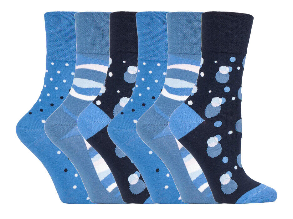 Gentle Grip - 6 Pairs Womens Non Binding Loose Top Cotton Socks Size 5-9 US - Picture 114 of 129