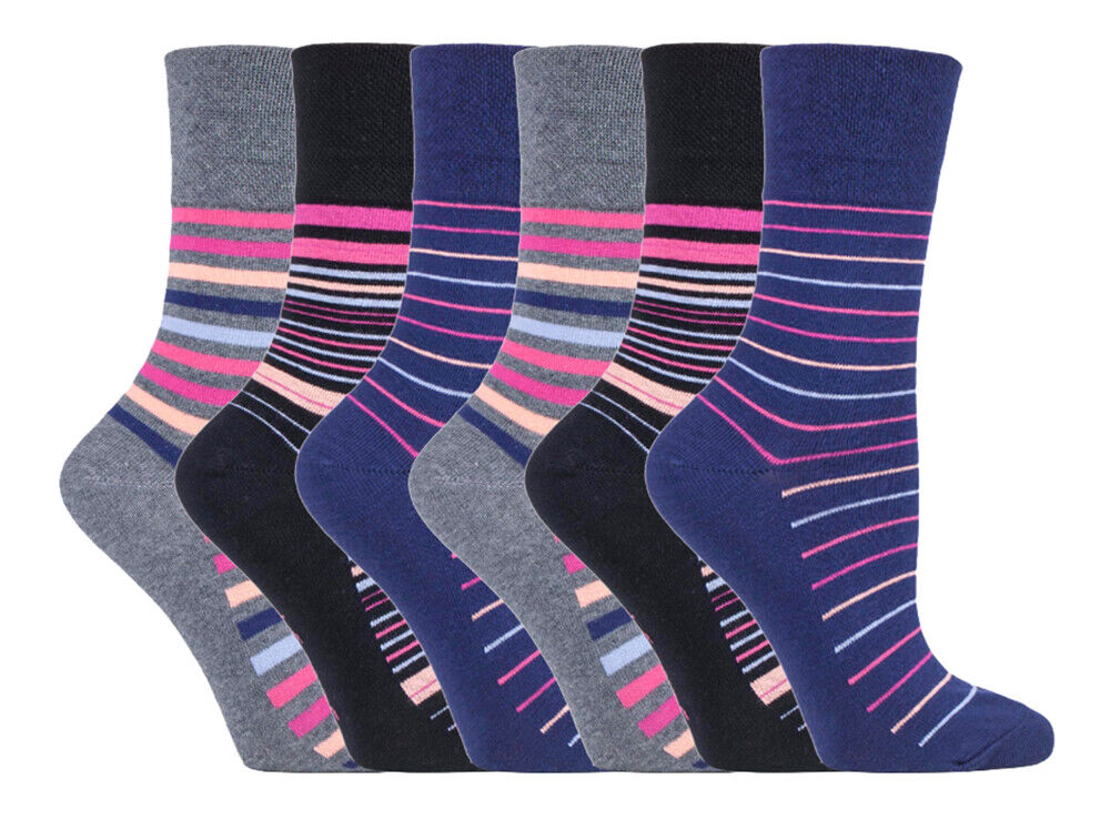 Gentle Grip - 6 Pairs Womens Non Binding Loose Top Cotton Socks Size 5-9 US - Picture 116 of 129